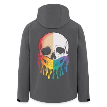 Skull mit Regenbogen-Lächeln - Recycelte Männer Softshell-Jacke von Stanley/Stella - Schwarz - Hinten - AI Model Male 185 light (185cm)