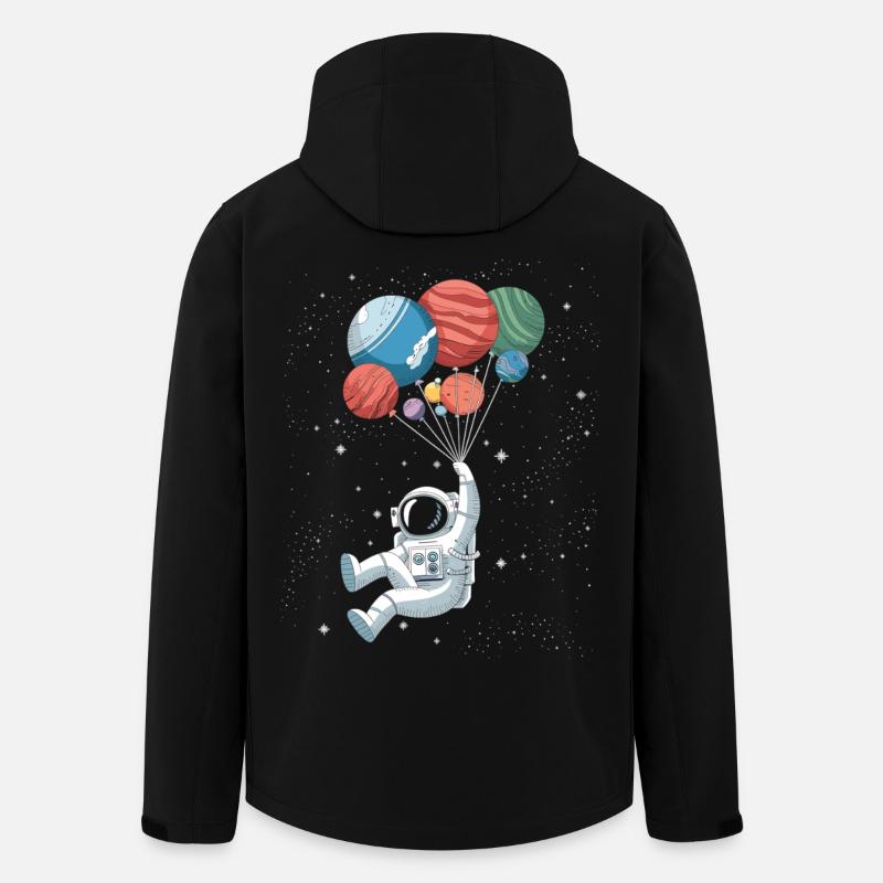 Astronaut with planetary balloons - Men’s Recycled Softshell Jacket by Stanley/Stella - black