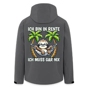 ich bin in Rente ich muss gar nix Rente Ruhestand - Recycelte Männer Softshell-Jacke von Stanley/Stella - Schwarz - Hinten - AI Model Male 185 light (185cm)