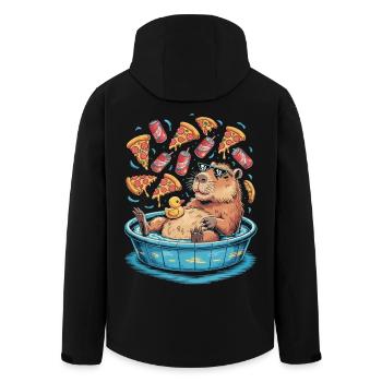 Capybara chill zone - pizza, soda, relaxation - Men’s Recycled Softshell Jacket by Stanley/Stella - black - Back - AI Model Male 185 light (185cm)
