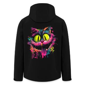 Bunte Psychedelische Grinsekatze Street Art Style - Recycelte Männer Softshell-Jacke von Stanley/Stella - Schwarz - Hinten - AI Model Male 185 light (185cm)