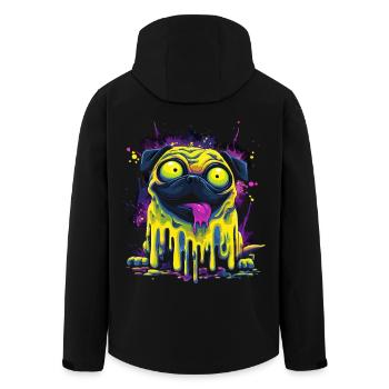 Trippy Psychedelic Pug Colorful Graffiti Style - Men’s Recycled Softshell Jacket by Stanley/Stella - black - Back - AI Model Male 185 light (185cm)