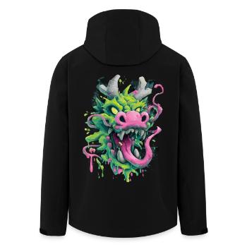 Psychedelischer Drachenkopf Japan Street Art Stil - Recycelte Männer Softshell-Jacke von Stanley/Stella - Schwarz - Hinten - AI Model Male 185 light (185cm)