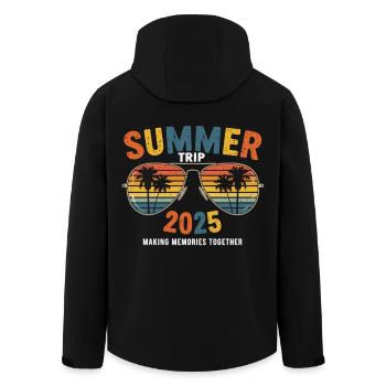 Sonnenbrille & Sonne 2025 - Recycelte Männer Softshell-Jacke von Stanley/Stella - Schwarz - Hinten - AI Model Male 185 light (185cm)