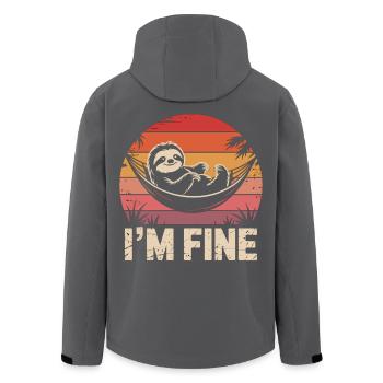 I'm Fine Sloth - Lazy, Peaceful, Done - Men’s Recycled Softshell Jacket by Stanley/Stella - black - Back - AI Model Male 185 light (185cm)