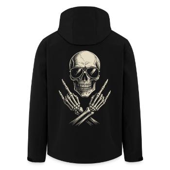 Rock Musik, Totenkopf, Rock Hand, Heavy Metal - Recycelte Männer Softshell-Jacke von Stanley/Stella - Schwarz - Hinten - AI Model Male 185 light (185cm)