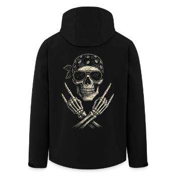 Rock Musik, Totenkopf, Rock Hand, Heavy Metal - Recycelte Männer Softshell-Jacke von Stanley/Stella - Schwarz - Hinten - AI Model Male 185 light (185cm)