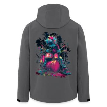 Colorful Drummer Comic Style Splash Art Design - Men’s Recycled Softshell Jacket by Stanley/Stella - black - Back - AI Model Male 185 light (185cm)