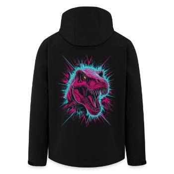 Neon Dino - Prehistoric Meets Future - Men’s Recycled Softshell Jacket by Stanley/Stella - black - Back - AI Model Male 185 light (185cm)