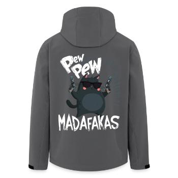 Pew Pew Madafakas Lustige Katze mit Spruch - Recycelte Männer Softshell-Jacke von Stanley/Stella - Schwarz - Hinten - AI Model Male 185 light (185cm)