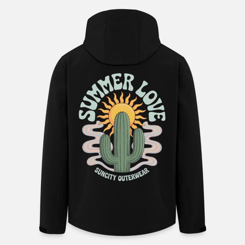 Cactus Sun Style rétro - Veste softshell homme en polyester recyclé Stanley/Stella - noir