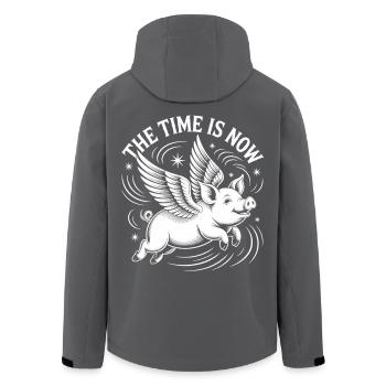 Fliegendes Schwein - Jetzt ist die Zeit - Recycelte Männer Softshell-Jacke von Stanley/Stella - Schwarz - Hinten - AI Model Male 185 light (185cm)