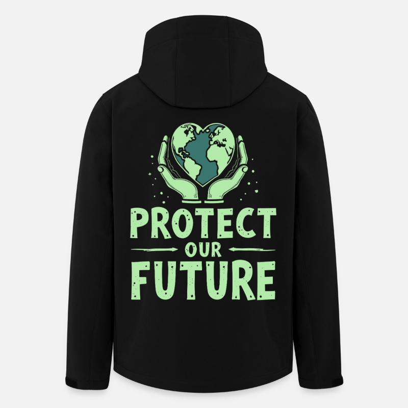 Protégez notre avenir planète Terre - Veste softshell homme en polyester recyclé Stanley/Stella - noir