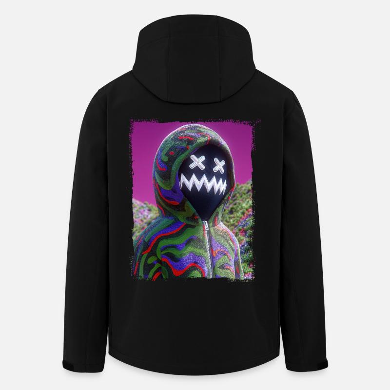 Psychedelic Maskenfigur Neon Glitch Grafik - Recycelte Männer Softshell-Jacke von Stanley/Stella - Schwarz