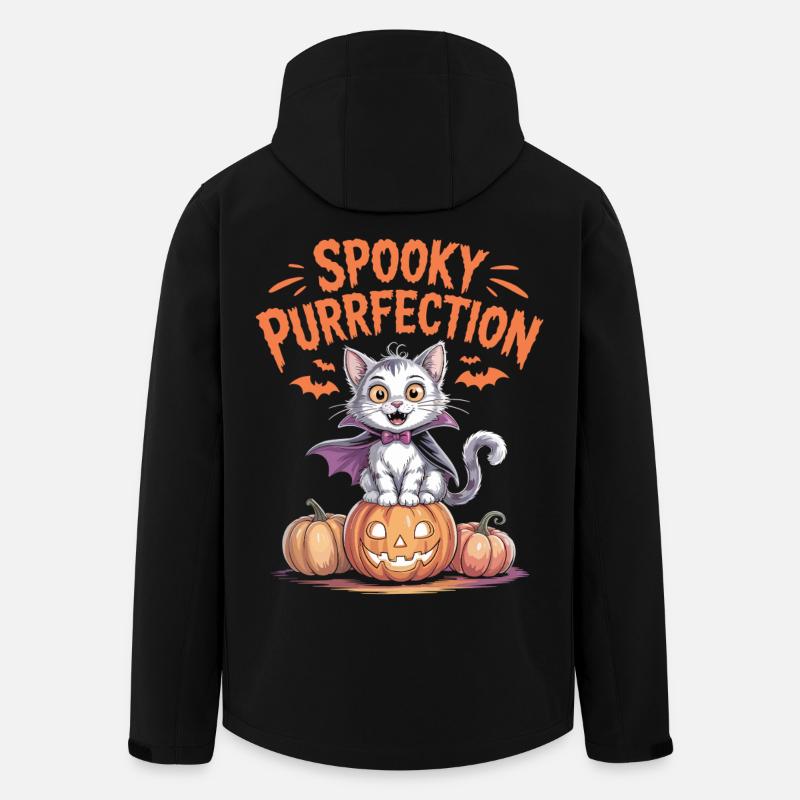 Halloween Cat on Pumpkin - Men’s Recycled Softshell Jacket by Stanley/Stella - black