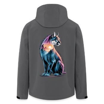 Mountain with landscape - Men’s Recycled Softshell Jacket by Stanley/Stella - black - Back - AI Model Male 185 light (185cm)