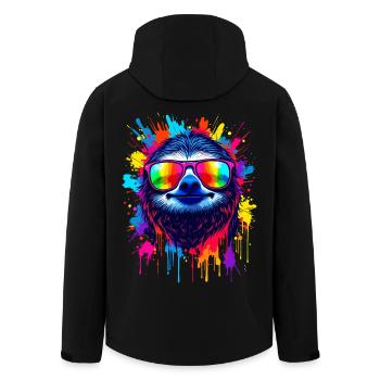 Sloth Colorful Pop Art Rainbow Colors - Men’s Recycled Softshell Jacket by Stanley/Stella - black - Back - AI Model Male 185 light (185cm)