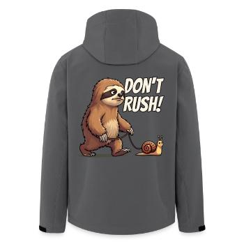 Sloth Saying, Don't Rush, Snail Hiking - Men’s Recycled Softshell Jacket by Stanley/Stella - black - Back - AI Model Male 185 light (185cm)
