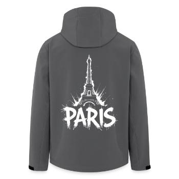 Eiffel Tower Pop Art Night Scene - Men’s Recycled Softshell Jacket by Stanley/Stella - black - Back - AI Model Male 185 light (185cm)