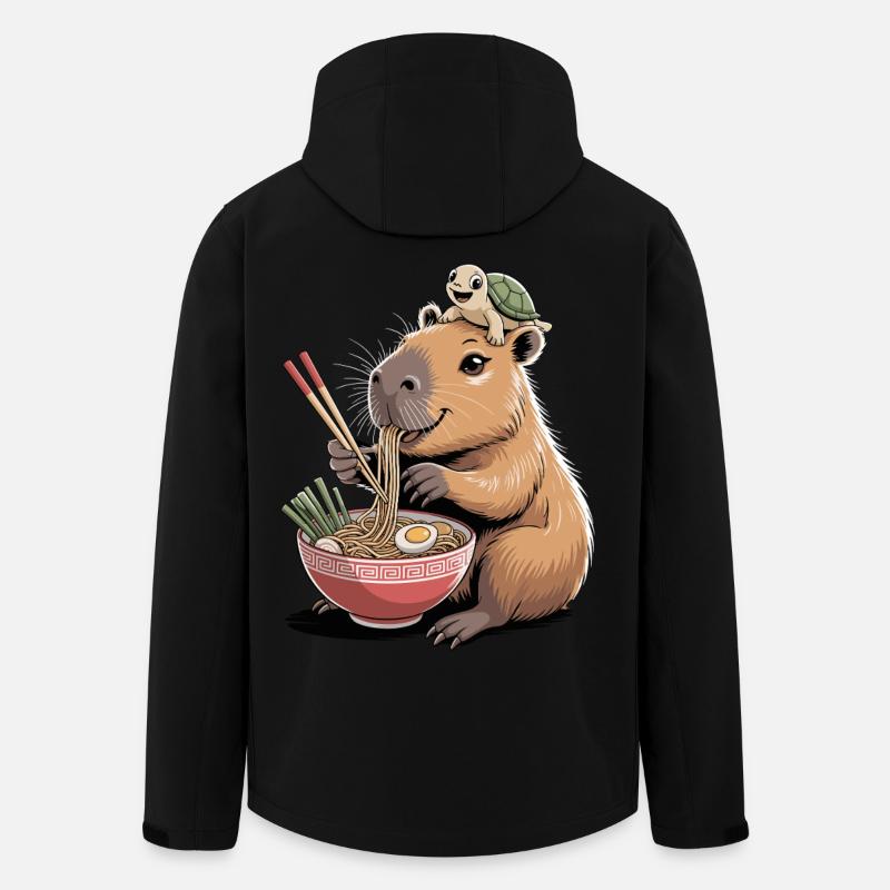 Cute capybara, ramen, turtle, capybara - Men’s Recycled Softshell Jacket by Stanley/Stella - black