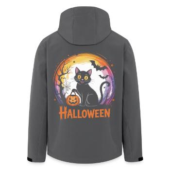 Cute black cat for Halloween - Men’s Recycled Softshell Jacket by Stanley/Stella - black - Back - AI Model Male 185 light (185cm)