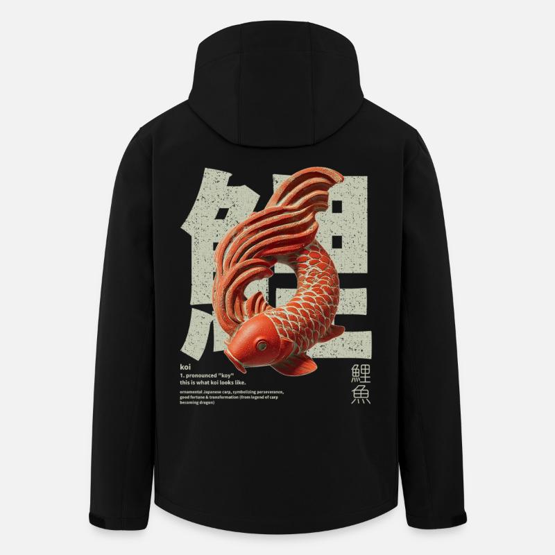 Japanese Koi Fish – Happiness & Transformation - Men’s Recycled Softshell Jacket by Stanley/Stella - black