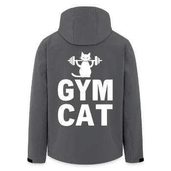 Gym Cat - Sporty Cat Saying - Men’s Recycled Softshell Jacket by Stanley/Stella - black - Back - AI Model Male 185 light (185cm)