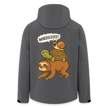 Faultier Schildkröte Schnecke, Lustige Tiere - Recycelte Männer Softshell-Jacke von Stanley/Stella - Schwarz - Hinten - AI Model Male 185 light (185cm)