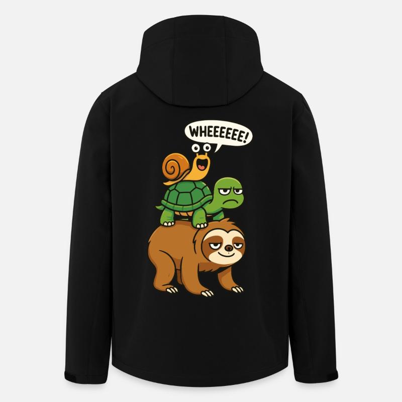 Sloth, Turtle, Snail, Funny Animals - Men’s Recycled Softshell Jacket by Stanley/Stella - black