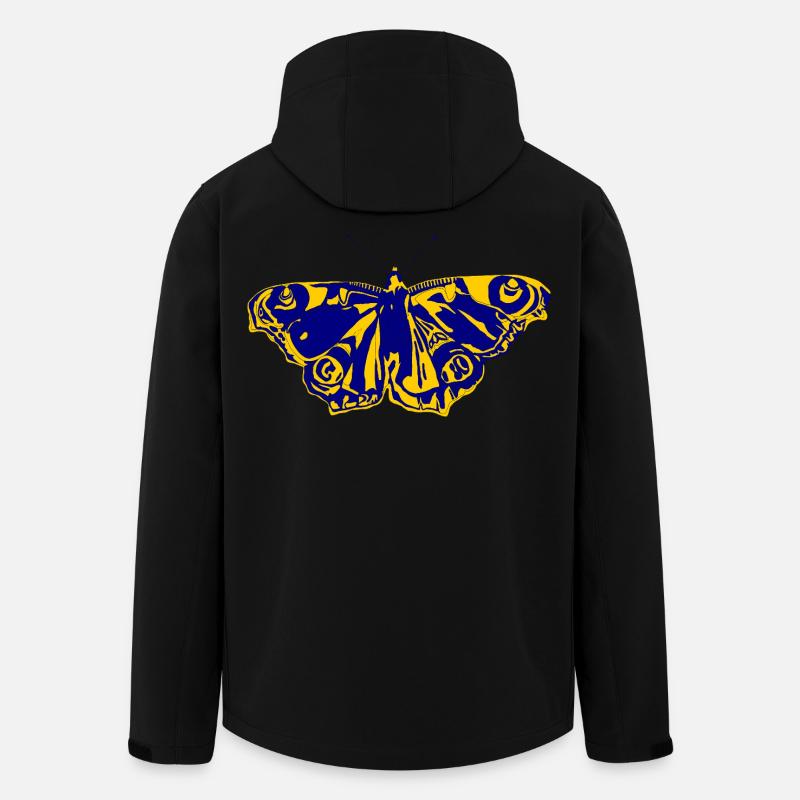 Blaugelber Schmetterling – Symbol der Leichtigkeit - Recycelte Männer Softshell-Jacke von Stanley/Stella - Schwarz