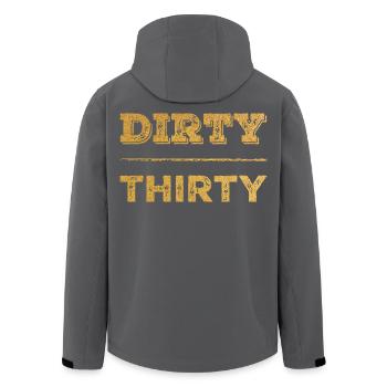 Dirty Thirty 30th Birthday - Men’s Recycled Softshell Jacket by Stanley/Stella - black - Back - AI Model Male 185 light (185cm)