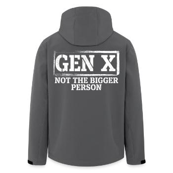 Funny Gen X Not The Bigger Person - Men’s Recycled Softshell Jacket by Stanley/Stella - black - Back - AI Model Male 185 light (185cm)