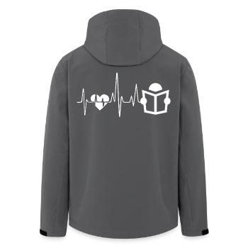 Love Reading Book Heartbeat - Men’s Recycled Softshell Jacket by Stanley/Stella - black - Back - AI Model Male 185 light (185cm)