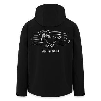 färt im Wind, Pferd mit Rädern im Sturm, Wetter - Recycelte Männer Softshell-Jacke von Stanley/Stella - Schwarz - Hinten - AI Model Male 185 light (185cm)