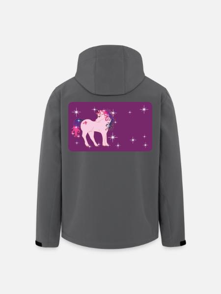 Fantasiayksisarvinen tähdellä - violetti - Miesten softshell-takki kierrätetystä polyesteristä Stanley/Stellalta - musta
