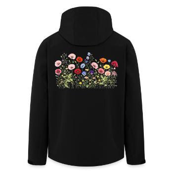 Wildblumen Wiese mit natürliche Aquarellblüten - Recycelte Männer Softshell-Jacke von Stanley/Stella - Schwarz - Hinten - AI Model Male 185 light (185cm)