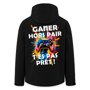 Gamer passionné de jeux vidéo console geek gaming - Veste softshell homme en polyester recyclé Stanley/Stella - noir - Dos - AI Model Male 185 light (185cm)