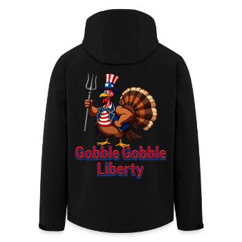 Gobble Gobble Liberty - Recycelte Männer Softshell-Jacke von Stanley/Stella - Schwarz - Hinten - AI Model Male 185 light (185cm)