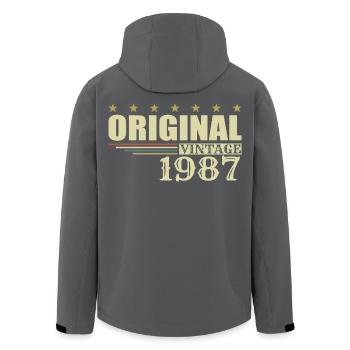 1987 Geburtstag 1987 - Recycelte Männer Softshell-Jacke von Stanley/Stella - Schwarz - Hinten - AI Model Male 185 light (185cm)