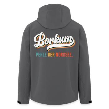 Borkumer Insel BORKUM DIE PERLE DER NORDSEE Lustig - Recycelte Männer Softshell-Jacke von Stanley/Stella - Schwarz - Hinten - AI Model Male 185 light (185cm)
