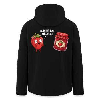 Seid ihr das Mädels Erdbeere Marmelade Lustig - Recycelte Männer Softshell-Jacke von Stanley/Stella - Schwarz - Hinten - AI Model Male 185 light (185cm)