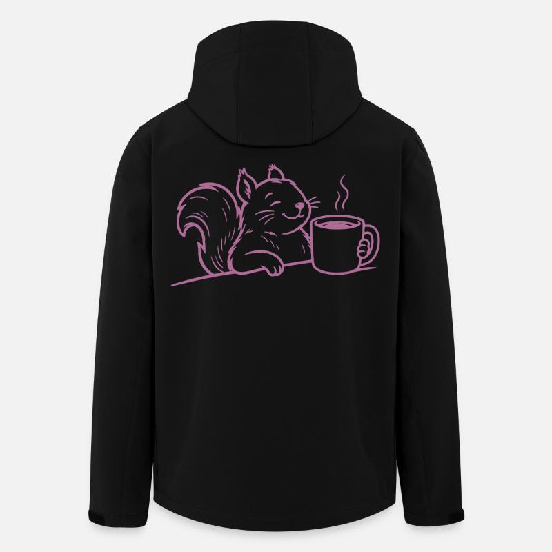 Eichhörnchen Kaffee Illustration Kaffeeliebe - Recycelte Männer Softshell-Jacke von Stanley/Stella - Schwarz