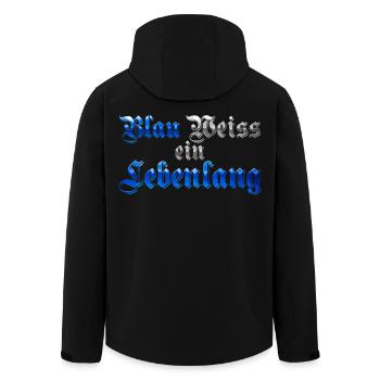 Blau Weiss ein Lebenlang - Recycelte Männer Softshell-Jacke von Stanley/Stella - Schwarz - Hinten - AI Model Male 185 light (185cm)
