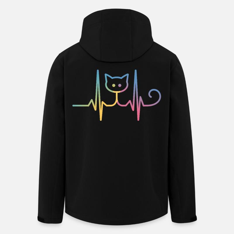 Chat ECG Heartbeat Motif arc-en-ciel - Veste softshell homme en polyester recyclé Stanley/Stella - noir