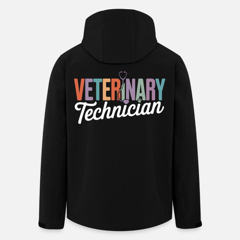 Logo Arc-en-ciel du technicien vétérinaire - Veste softshell homme en polyester recyclé Stanley/Stella - noir