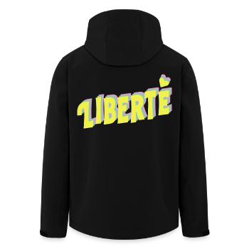 LIBERTÉ Pop Typography - Men’s Recycled Softshell Jacket by Stanley/Stella - black - Back - AI Model Male 185 light (185cm)