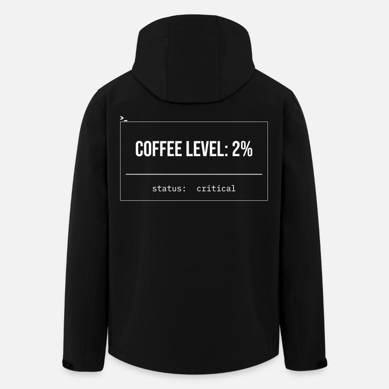 Kaffee Level 2% – Kritischer Status - Recycelte Männer Softshell-Jacke von Stanley/Stella - Schwarz