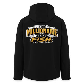 I’d Be A Millionaire If I Didn’t Fish Funny Design - Men’s Recycled Softshell Jacket by Stanley/Stella - black - Back - AI Model Male 185 light (185cm)