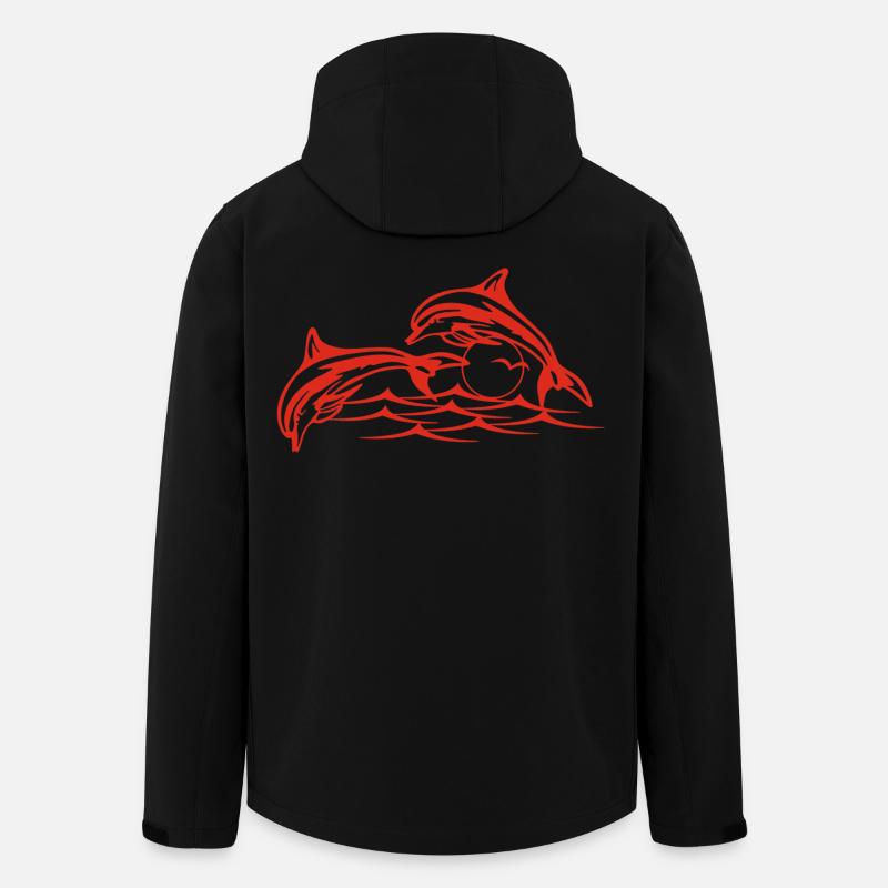 Les dauphins rouges - Veste softshell homme en polyester recyclé Stanley/Stella - noir