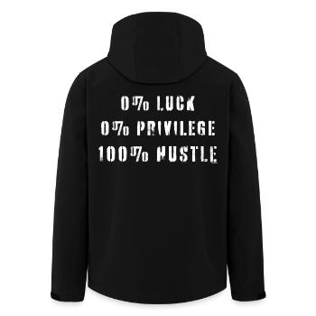 Hustle Zitat Kein Glück Privileg - Recycelte Männer Softshell-Jacke von Stanley/Stella - Schwarz - Hinten - AI Model Male 185 light (185cm)